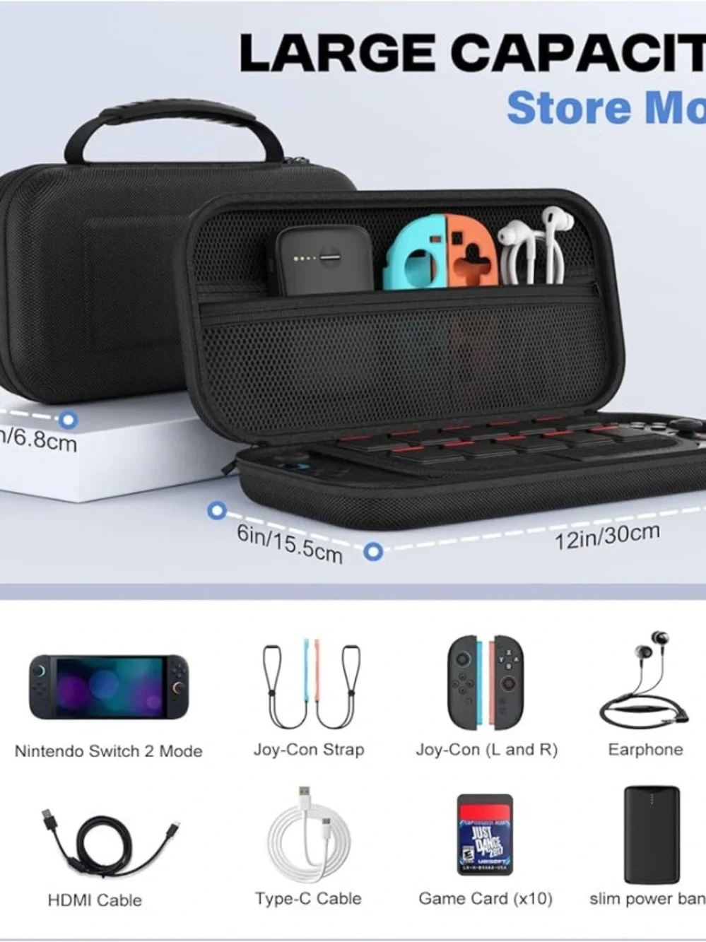 Protective Black Travel Case for Nintendo Switch 2